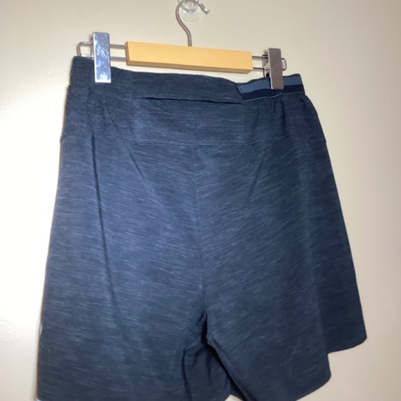 Lululemon Surge 6” Lined Shorts - Heathered Texture Printed Iron Blue True Navy - Picture 6 of 11
